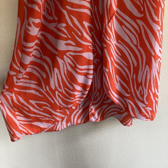 Cabi Saunter Kimono Maxi Dress‎ Sz S High Low Zebra Orange Purple 5795 Faux Wrap - Picture 7 of 16